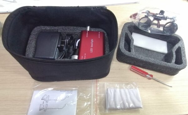 Lupa binocular con montura de gafas/ Lupa dental con faro led