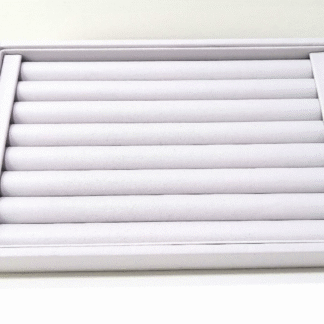 Exhibidor de cuero gris para anillos