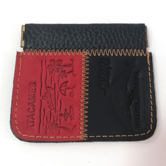 Monedero de gamuza rojo con negro