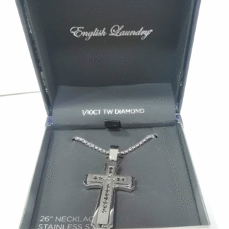 Cadena plateada de acero con cruz para varón