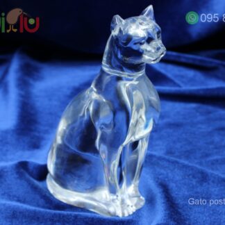 Adorno de cristal de gato postura erguida