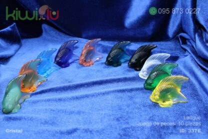 Juego de 10 piezas de peces de cristal de colores
