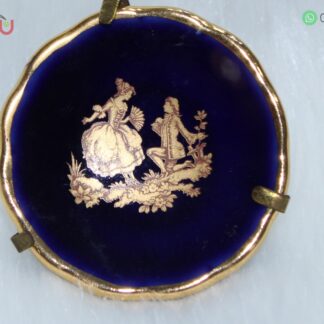 Adorno de porcelana con forma de plato hondo #2 con filos dorados